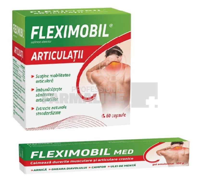 Fleximobil Articulatii 60 capsule + Fleximobil Med Gel emulsionat 100 g Cadou 1 Fleximobil Articulatii 60 capsule + Fleximobil Med Gel emulsionat 100 g Cadou
