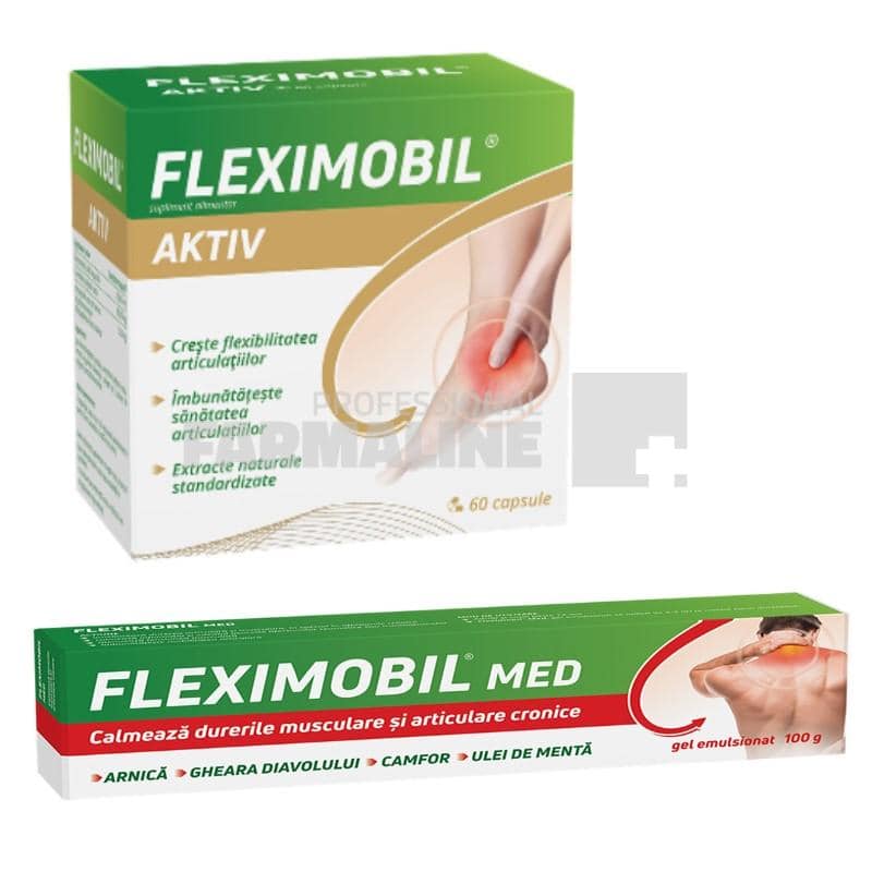 Fleximobil aktiv 60 capsule + Fleximobil med gel emulsionat 100 g Cadou