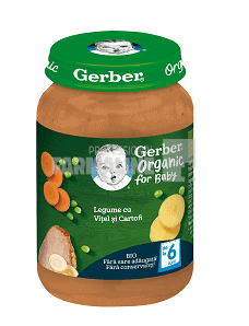 Gerber Piure Bio din legume cu vitel si cartofi 6 luni+ 190g