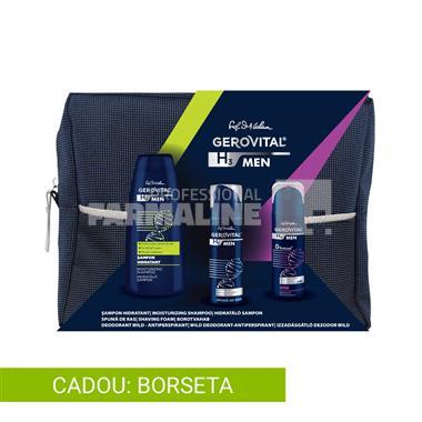 Gerovital H3 Men Pachet - Îngrijire Completă pentru Bărbați 1 Gerovital H3 Men Pachet Sampon hidratant 400 ml + Spuma de ras 200 ml + Deodorant 150 ml + Borseta Cadou