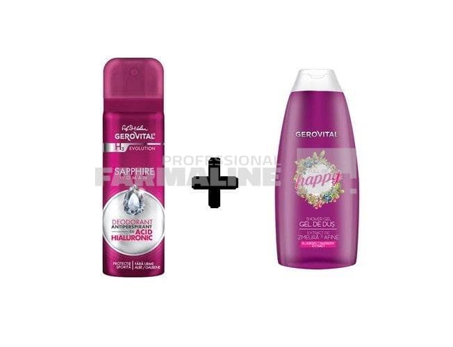 Gerovital Pachet Deo Spray Sapphire 150 ml + Gel de duș Full of Happy 250 ml 1 Gerovital Pachet Deo Spray Sapphire 150 ml + Gel de duș Full of Happy 250 ml