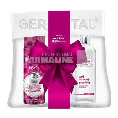 Gerovital Pachet H3 Crema antirid 50 ml + Apa micelara 150 ml + Deodorant spray Pearl Woman 150 ml + Borseta Cadou