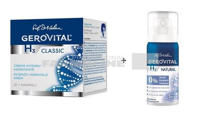 Gerovital Pachet H3 Crema intens hidratanta 50 ml + Deodorant spray Natural 150 ml 1 Gerovital Pachet H3 Crema intens hidratanta 50 ml + Deodorant spray Natural 150 ml