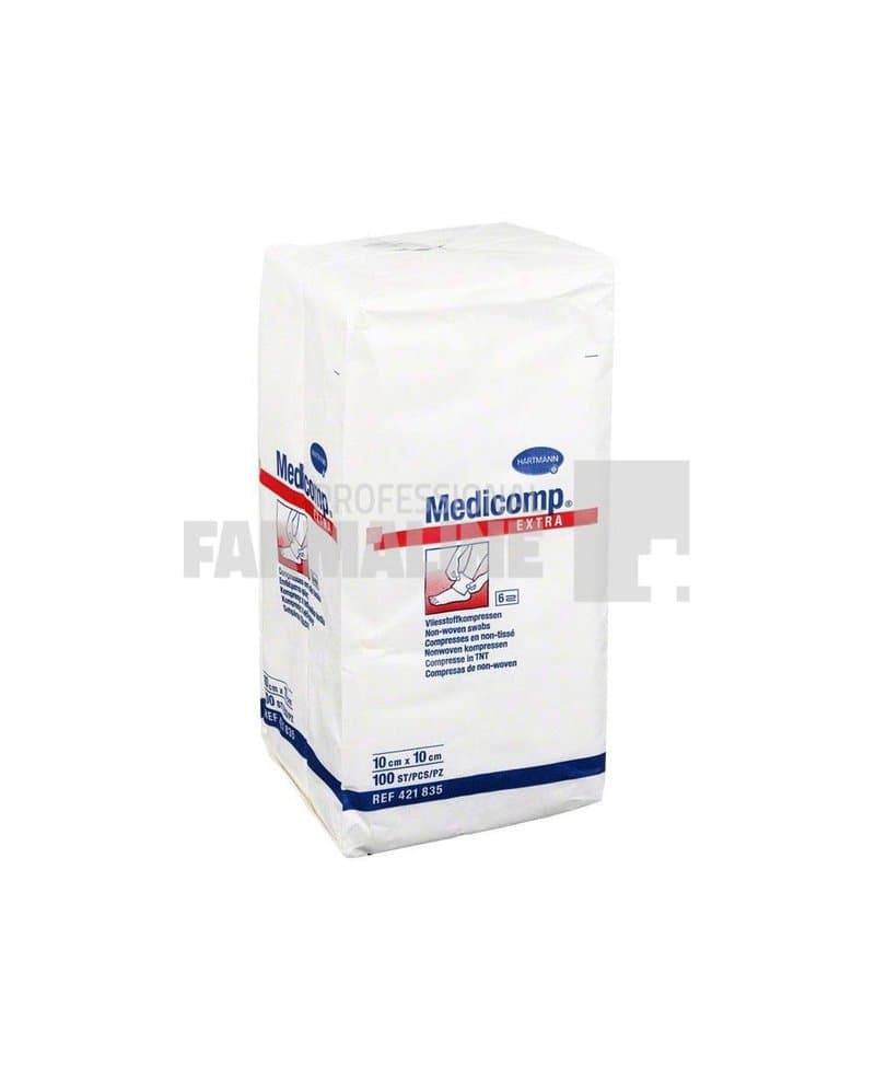 Hartmann Medicomp Extra comprese nesterile 10 cm X 10 cm 100 bucati 1 Hartmann Medicomp Extra comprese nesterile 10 cm X 10 cm 100 bucati