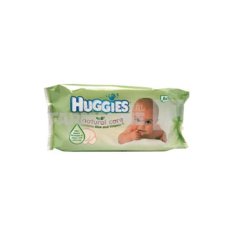 Huggies Natural Care Servetele umede cu aloe vera si vitamina E 64 bucati