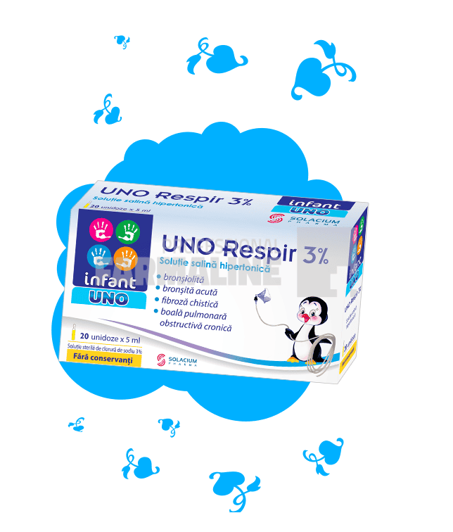 Infant Uno Respir 3% solutie salina hipertonica 20 unidoze 1 Infant Uno Respir 3% solutie salina hipertonica 20 unidoze