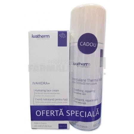 Ivatherm Pachet Ivahidra+ Crema hidratanta pentru fata 40 ml + Apa termala Herculane 100 ml Cadou