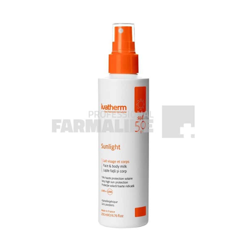 Ivatherm Sunlight Lapte protectie SPF50+ pentru adulti 200 ml