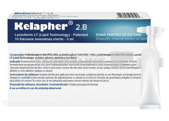 Kelapher 2.B Crema cu Nano Lactoferina pentru Arsuri 1 Kelapher 2.B Crema tratament cu Nano Lactoferina 3 ml 10 flacoane