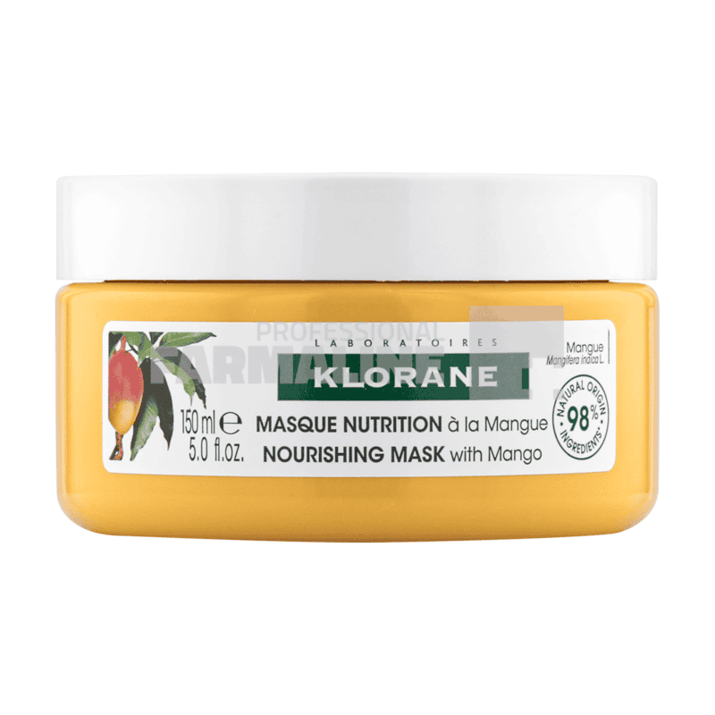 Klorane Masca Nutritiva cu unt de mango pentru par uscat 150 ml