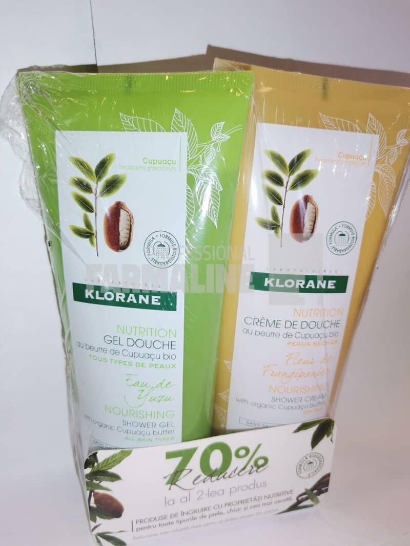 Klorane Pachet Gel dus Apa de Yuzu 200 ml + Crema dus Frangipani 200 ml Oferta 1+1 - 70% din al II lea 1 Klorane Pachet Gel dus Apa de Yuzu 200 ml + Crema dus Frangipani 200 ml Oferta 1+1 - 70% din al II lea