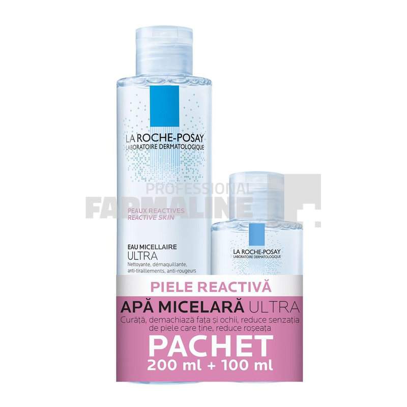 La Roche Posay Ultra Pachet Apa micelara piele reactiva 200 ml + Apa micelara piele reactiva 100 ml