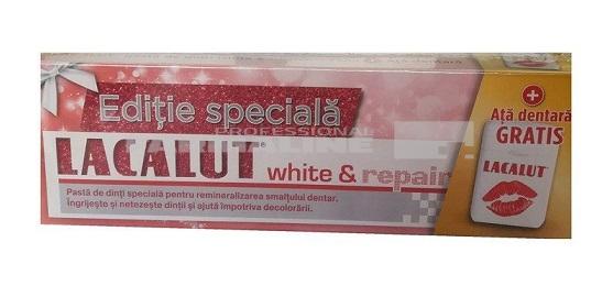 Lacalut white & repair pasta de dinti 75 ml + Ata dentara cadou