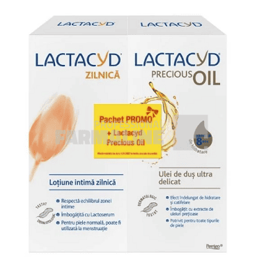 Lactacyd Clasic lotiune ingiena intima cu lactaserum 200 ml + Lactacyd Precious oil 200 ml pachet promo 1 Lactacyd Clasic lotiune ingiena intima cu lactaserum 200 ml + Lactacyd Precious oil 200 ml pachet promo