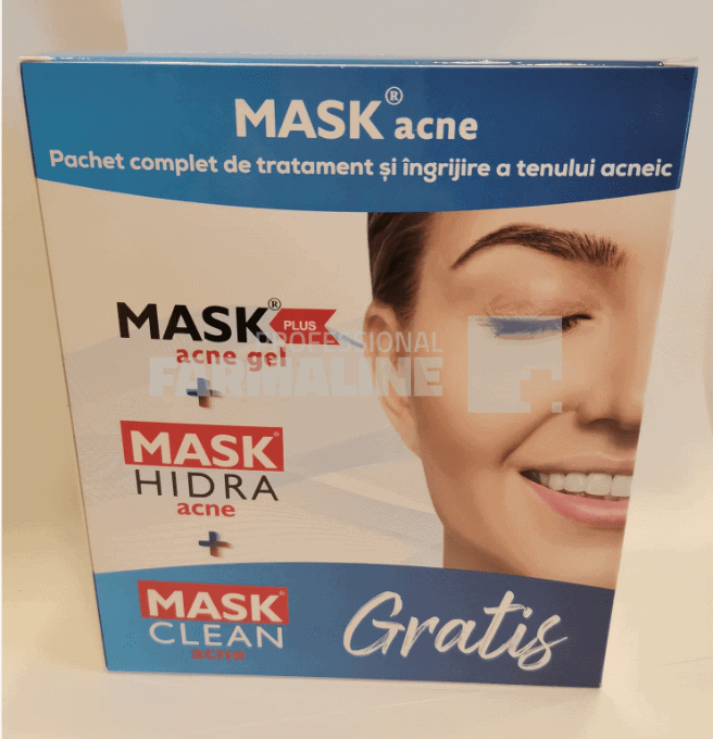 Mask Pachet Mask Plus Gel 30 ml + Mask Hidra Acne Emulsie hidratanta 50 ml + Mask Clean Acne Gel purifiant 150 ml Cadou 1 Mask Pachet Mask Plus Gel 30 ml + Mask Hidra Acne Emulsie hidratanta 50 ml + Mask Clean Acne Gel purifiant 150 ml Cadou