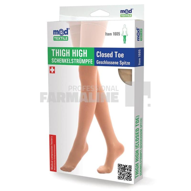 Med Textile Ciorapi compresie pana la coapsa bej XL