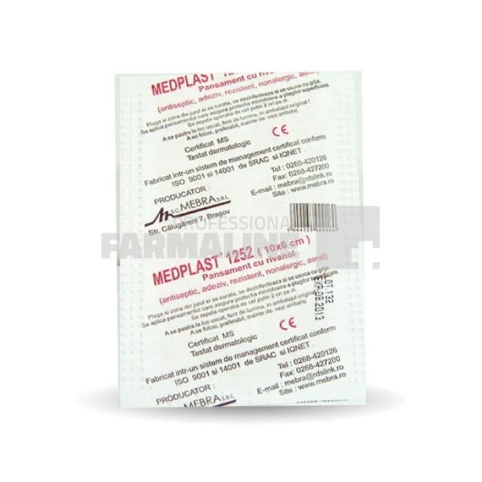 Medplast Plasturi cu rivanol 10 cm x 6 cm 1 bucata
