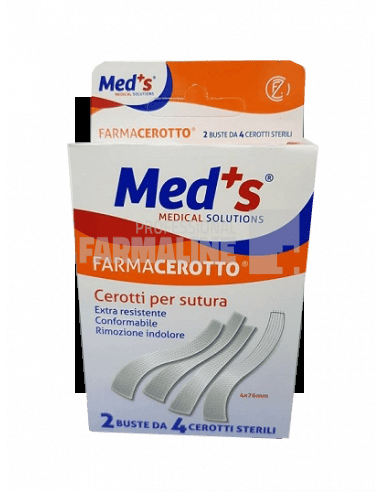 Med's Plasturi pentru sutura 4mm X 76 mm - 8 bucati 1 Med's Plasturi pentru sutura 4mm X 76 mm - 8 bucati