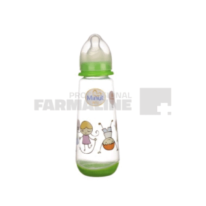 Minut Baby Biberon plastic cu tetina silicon 3 + luni 250 ml