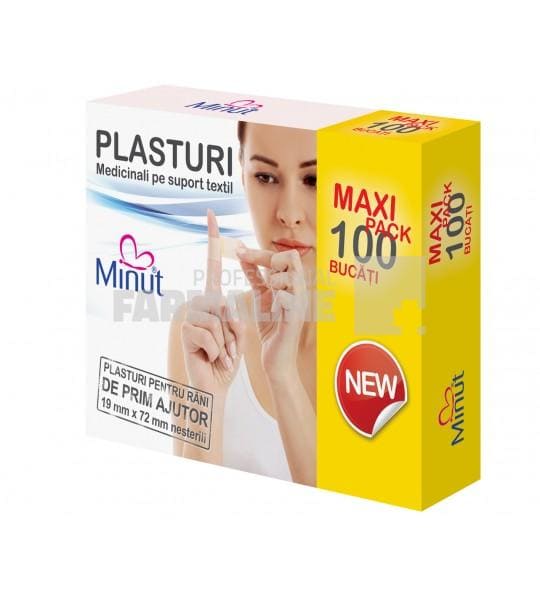 Minut Plasture pentru rani 1,9 cm x 7,2 cm 100 bucati 1 Minut Plasture pentru rani 1
