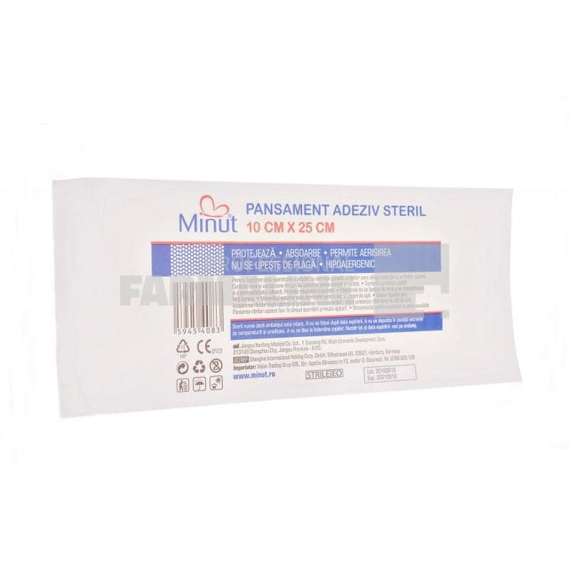 Minut Pore Pansamnet adeziv steril 10 cm x 25 cm
