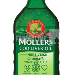 Moller's Cod Liver Oil Omega 3 cu aroma de mere verzi x 250ml