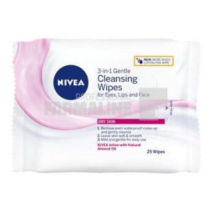 Nivea 81906 Servetele demachiante delicate 3 in 1 ten uscat 25 bucati