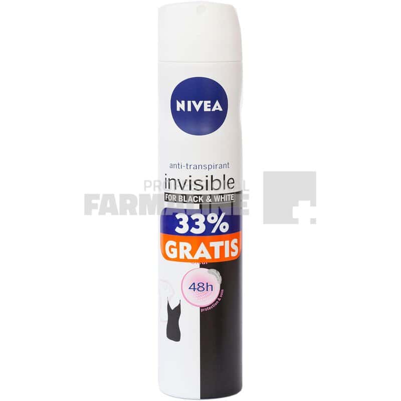 Nivea 82238 Deo Spray Invisible Clear Black & White 200ml - 33% gratuit