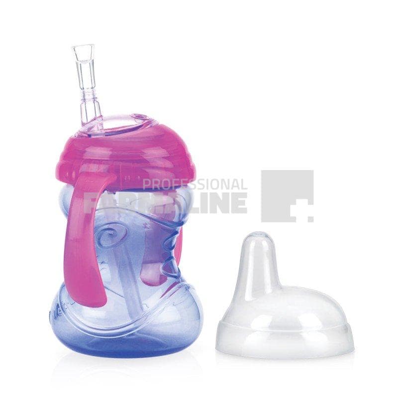 Nuby 10160 Pahar cu pai flexibil si manere Vari-Flo 9+luni 240 ml