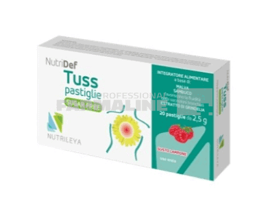 NutriDef Tuss pastile cu zmeura fara zahar 20 pastile 1 NutriDef Tuss pastile cu zmeura fara zahar 20 pastile