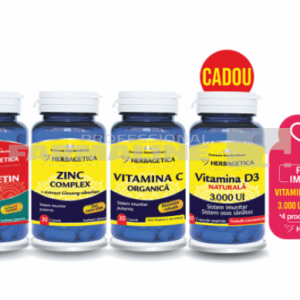 Pachet Imunitate Quercetin + Zinc 30 comprimate + Zinc Complex 30 comprimate + Vitamina c 30 comprimate + Vitamina D3 Naturala 3000 U.I 30 comprimate