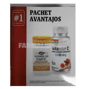 Pachet Imunitate Vitamina D3 2000 U.I adulti 30 capsule + Vitamina C 1000 mg adulti 30 capsule