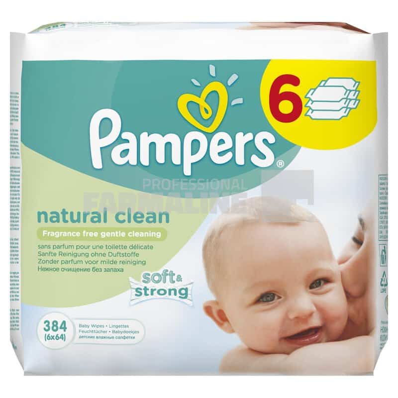 Pampers Naturally Clean Servetele umede 6 pachete