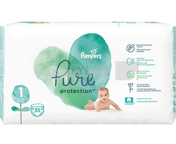 Pampers Pure Protection Scutece nr.1 2-5kg 35 bucati 1 Pampers Pure Protection Scutece nr.1 2-5kg 35 bucati
