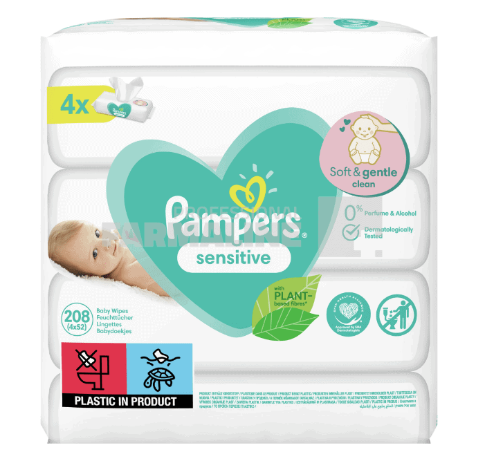 Pampers Servetele Sensitive 52 bucati - 4 pachete 1 Pampers Servetele Sensitive 52 bucati - 4 pachete