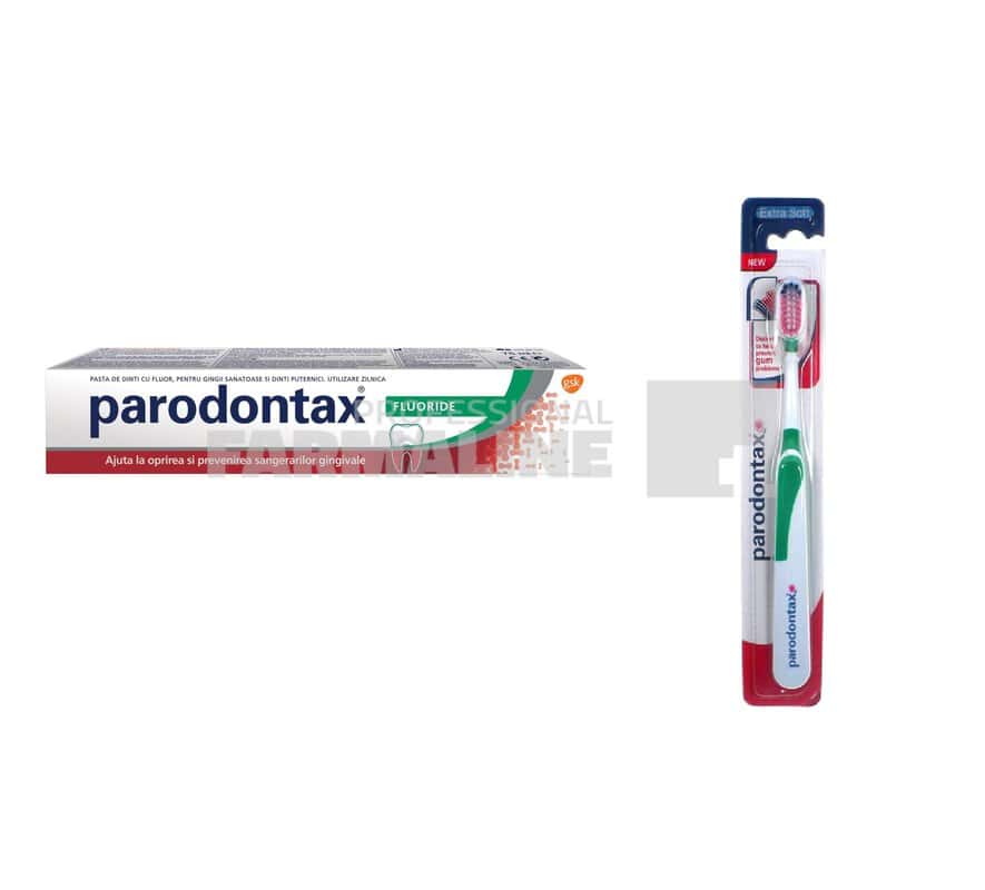 Parodontax Pachet Pasta de dinti Fluoride 75 ml + Periuta de dinti Extra Soft 1 Parodontax Pachet Pasta de dinti Fluoride 75 ml + Periuta de dinti Extra Soft