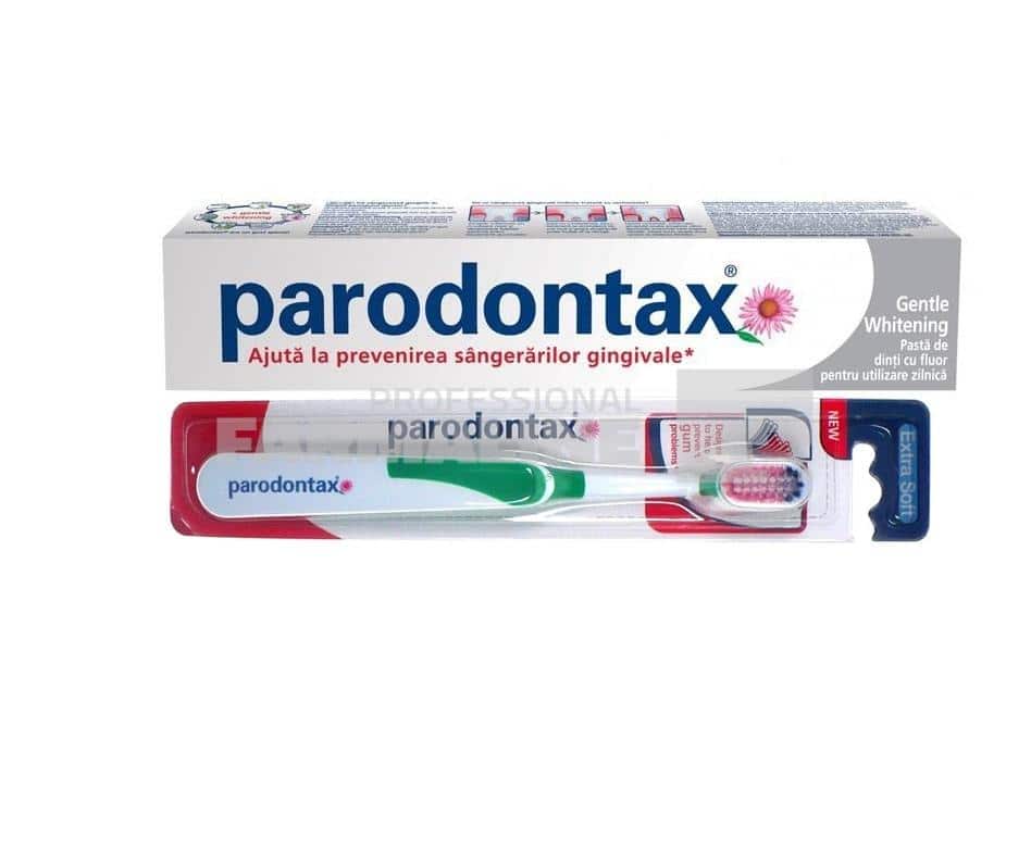 Parodontax Pachet Pasta de dinti Gentle Whitening 75 ml + Periuta de dinti Extra Soft Gratis 1 Parodontax Pachet Pasta de dinti Gentle Whitening 75 ml + Periuta de dinti Extra Soft Gratis