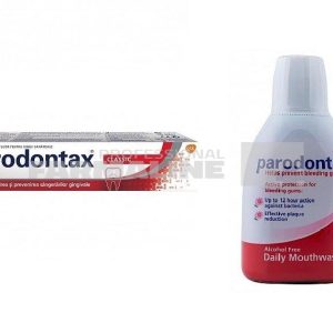Paroxontax Pachet Pasta de dinti Classic 75 ml + Apa de gura fara alcool 500 ml 90% din al II-lea produs