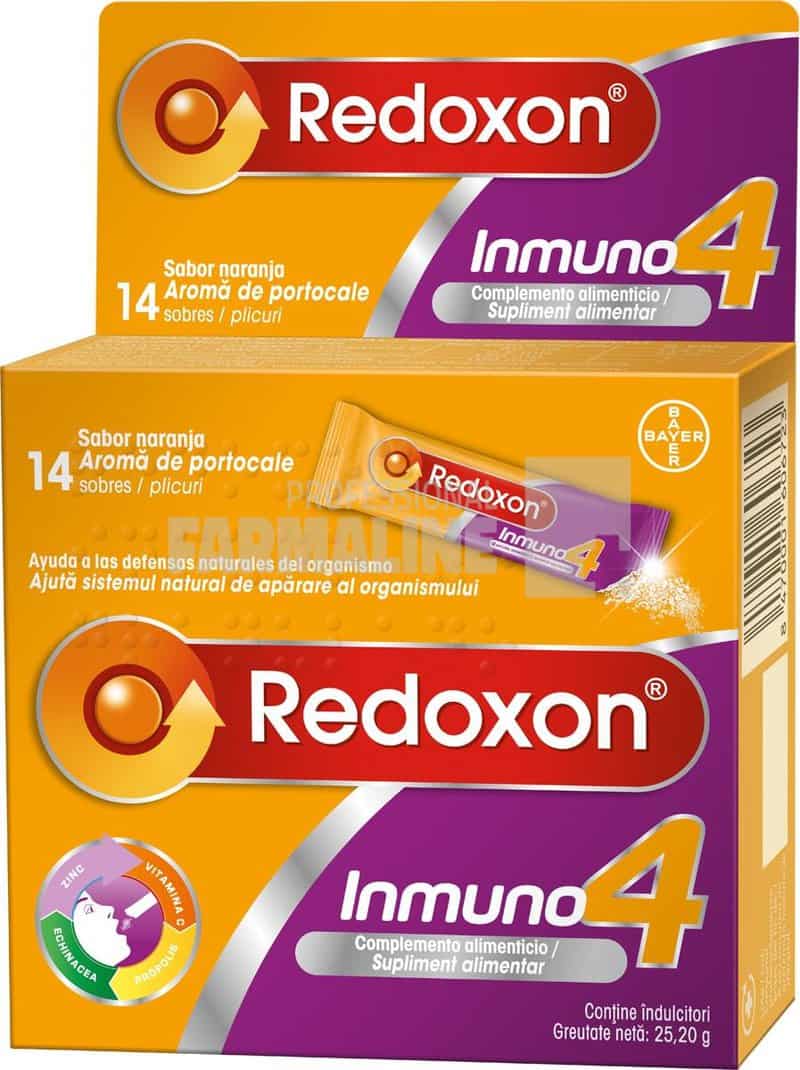 Redoxon Immuno 4, Vitamina C, Echinacea, Zinc si Propolis, 14 plicuri cu granule orodispersabile 1 Redoxon Immuno 4