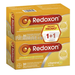 Redoxon Pachet Vitamina C 1000 mg cu aroma de lamaie 30 comprimate efervescente 1 + 1