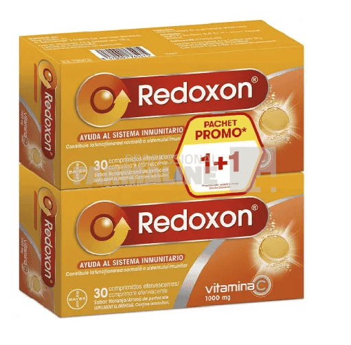Redoxon Pachet Vitamina C 1000 mg cu aroma de portocale 30 comprimate efervescente 1 +1 1 Redoxon Pachet Vitamina C 1000 mg cu aroma de portocale 30 comprimate efervescente 1 +1