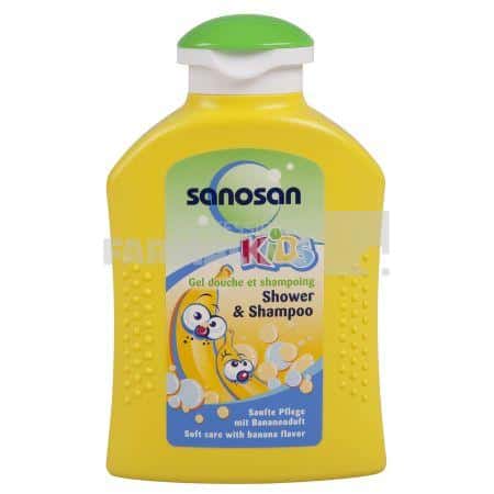 Sanosan Natural Kids 2 in 1 Sampon si gel de dus cu aroma de banane 250 ml