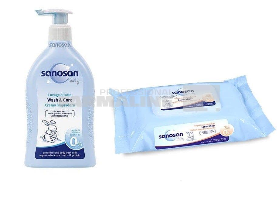 Sanosan Pachet Baby Lotiune spalare 500 ml + Servetele spalare 15 bucati 1 Sanosan Pachet Baby Lotiune spalare 500 ml + Servetele spalare 15 bucati