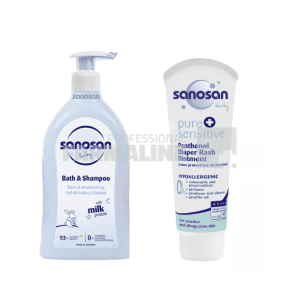 Sanosan Pachet Baby Spumant & Sampon 500 ml + Pure & Sensitive crena panthenol 100 ml