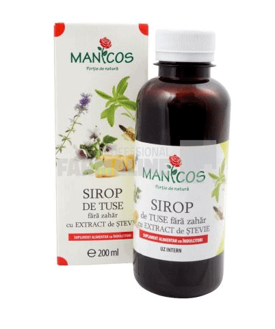 Sirop de tuse fara zahar cu extract de stevie 200 ml 1 Sirop de tuse fara zahar cu extract de stevie 200 ml