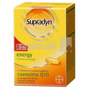 Supradyn Energy Multivitamine Complex de Vitamina B - Coenzima Q10 - 13 Vitamine – Boost de energie 30 comprimate filmate