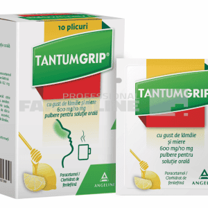 Tantum Grip cu gust de lamaie 600 mg/10 mg 10 plicuri