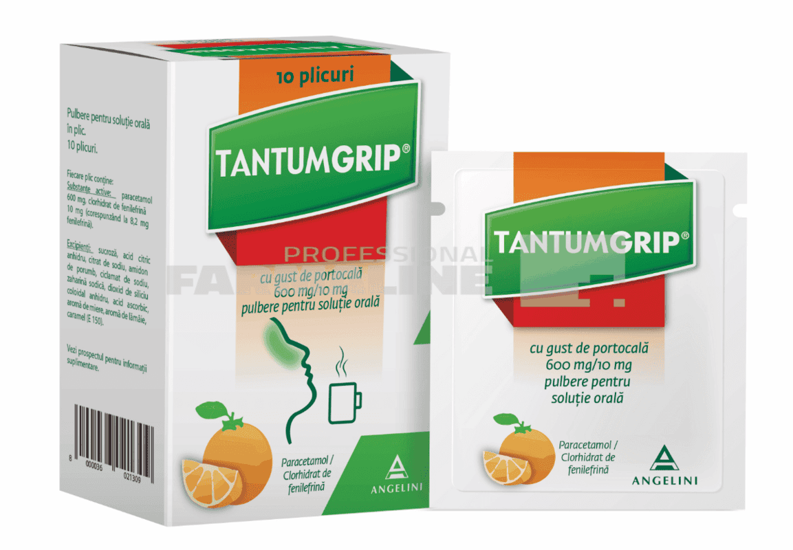 Tantum Grip cu gust de portocala 600 mg/10 mg 10 plicuri 1 Tantum Grip cu gust de portocala 600 mg/10 mg 10 plicuri
