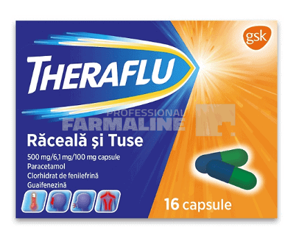 Theraflu Raceala si tuse 500 mg/6,1 mg/ 100 mg 16 capsule 1 Theraflu Raceala si tuse 500 mg/6