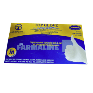 Top Glove Manusi examinare latex alb usor pudrate ''M'' 100 bucati